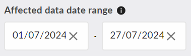 Affected Data Date Range