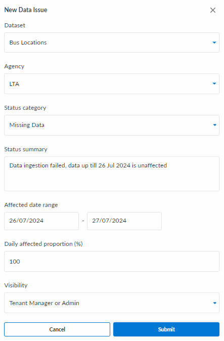 Create New Data Status