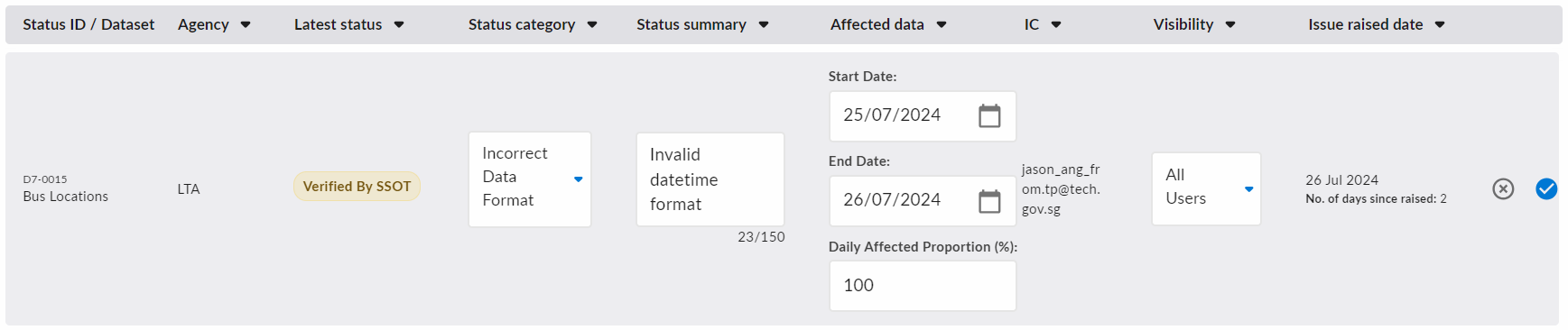 Edit Main Data Status
