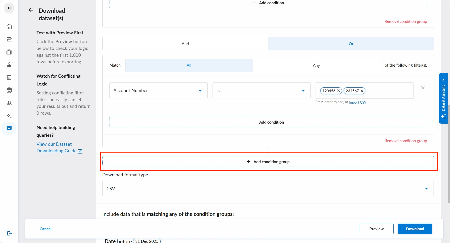 Multiple Condition Groups