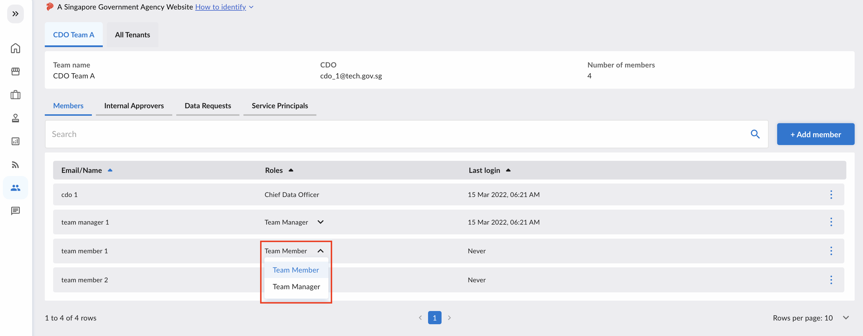 CDO member role toggle