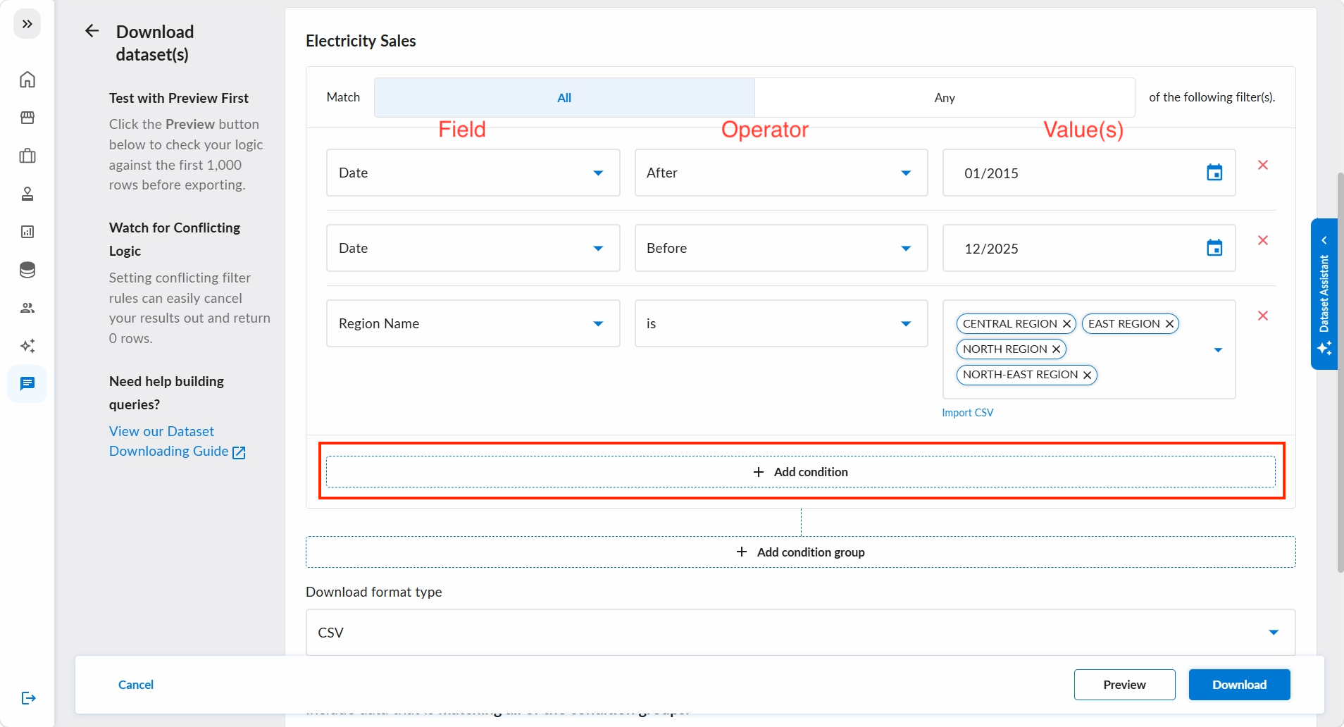 Condition Builder With Filters