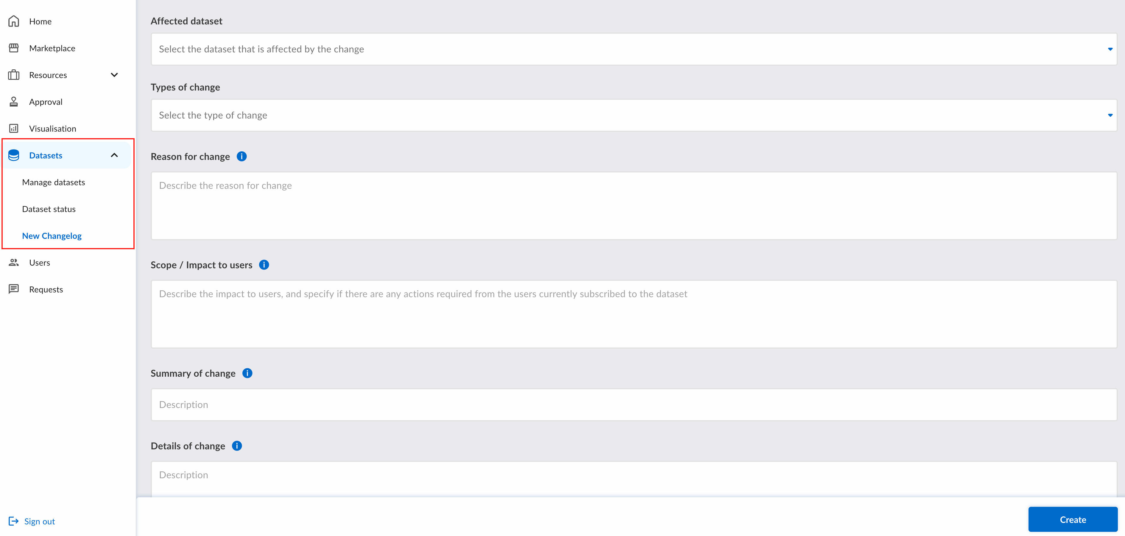 Create/Edit Changelog