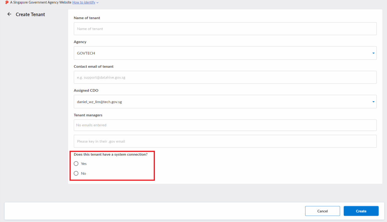 Create Tenant Form