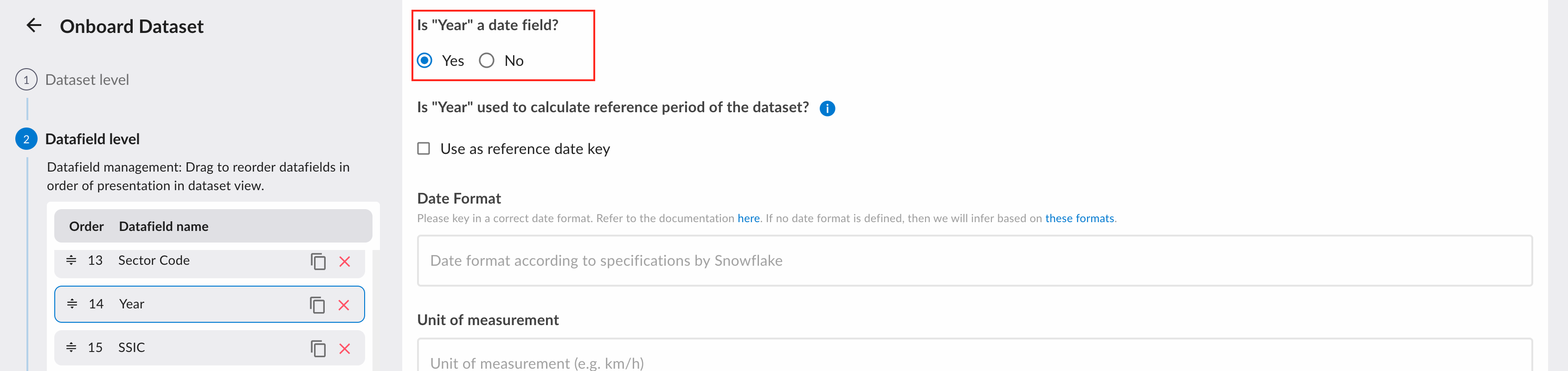 Datafields Date Input
