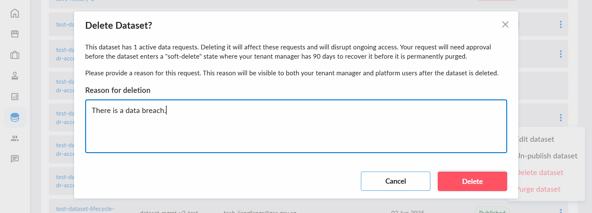 Delete With Reason
