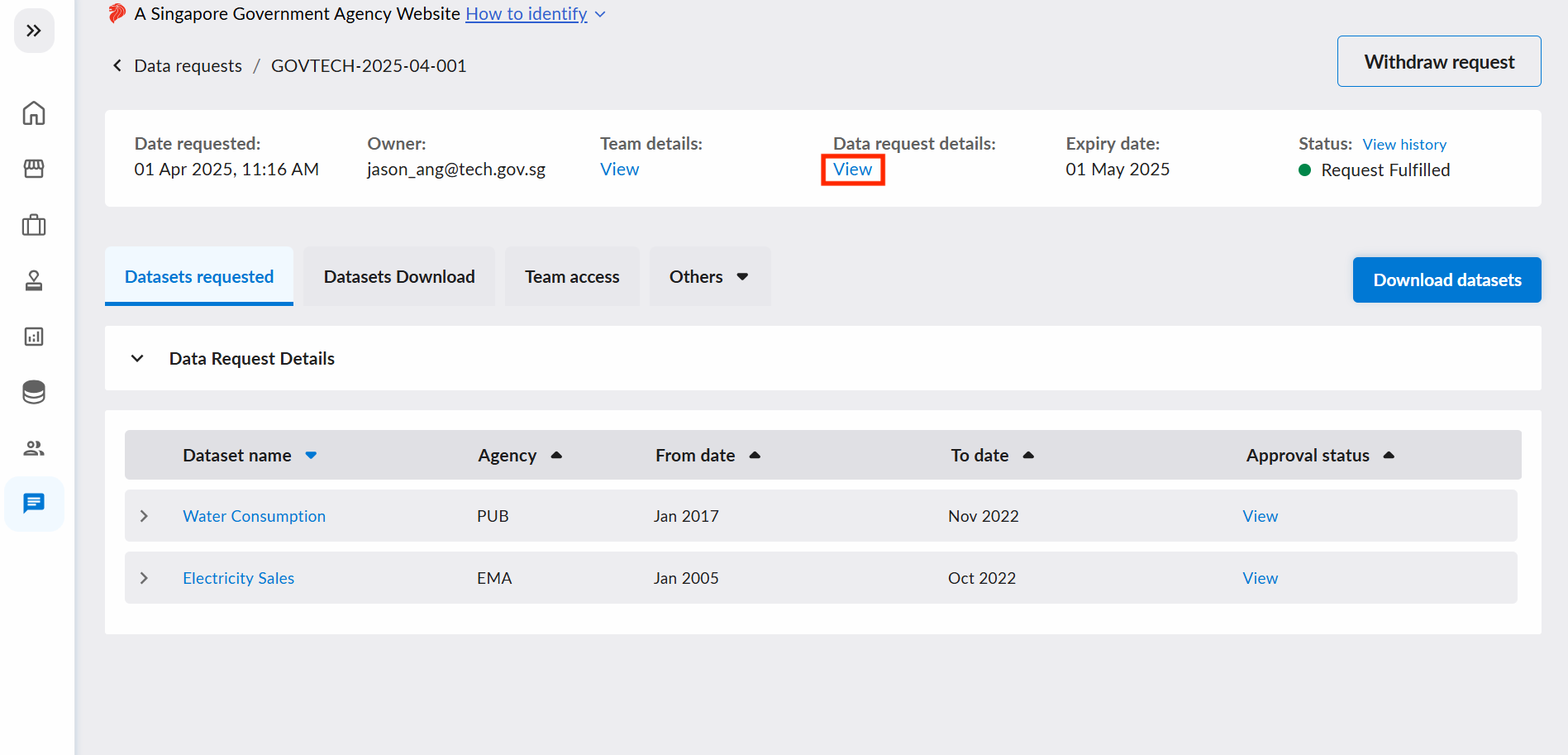 Data Request Tab