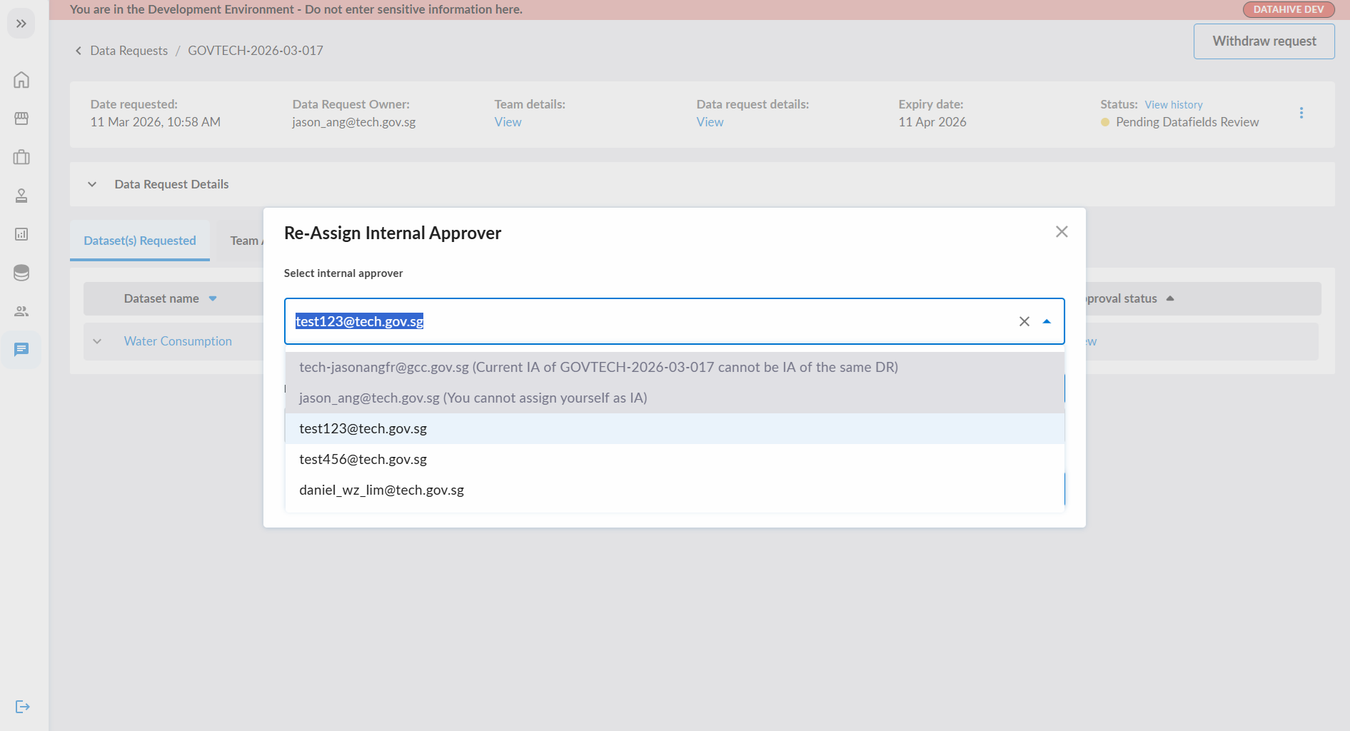 Re-assign Internal Approver Options