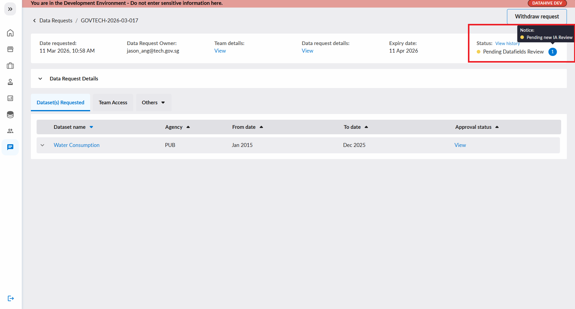 Request Substatus Indicator
