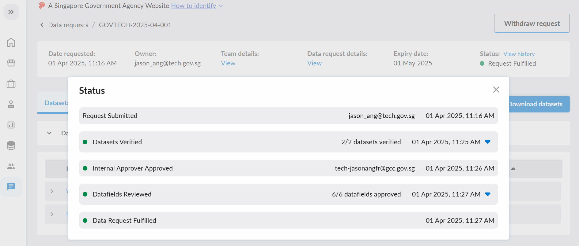 Data Request Tab