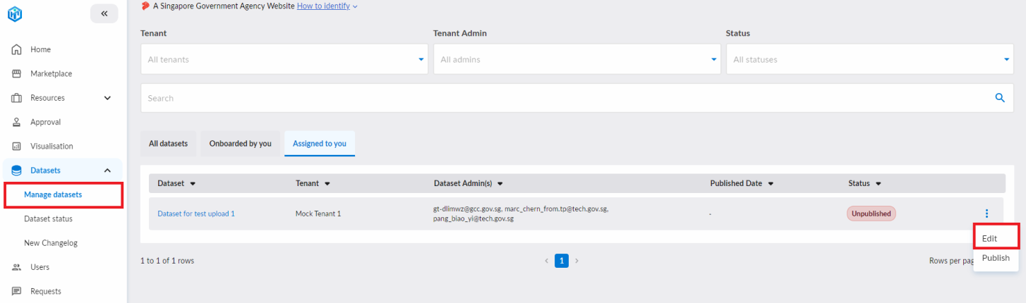 Edit Dataset Button