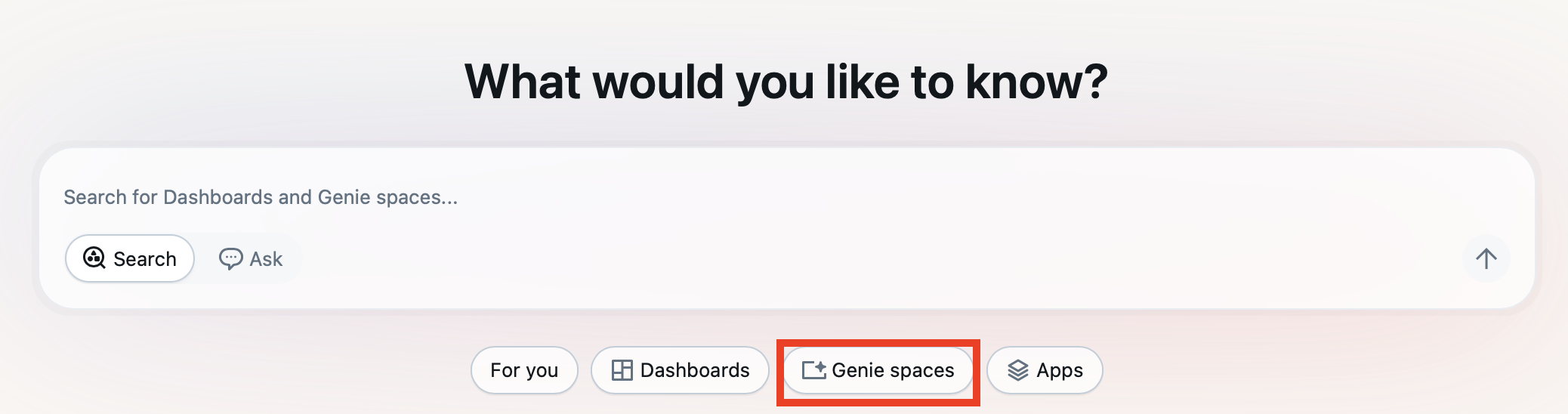 Find Genie spaces on Databricks landing page