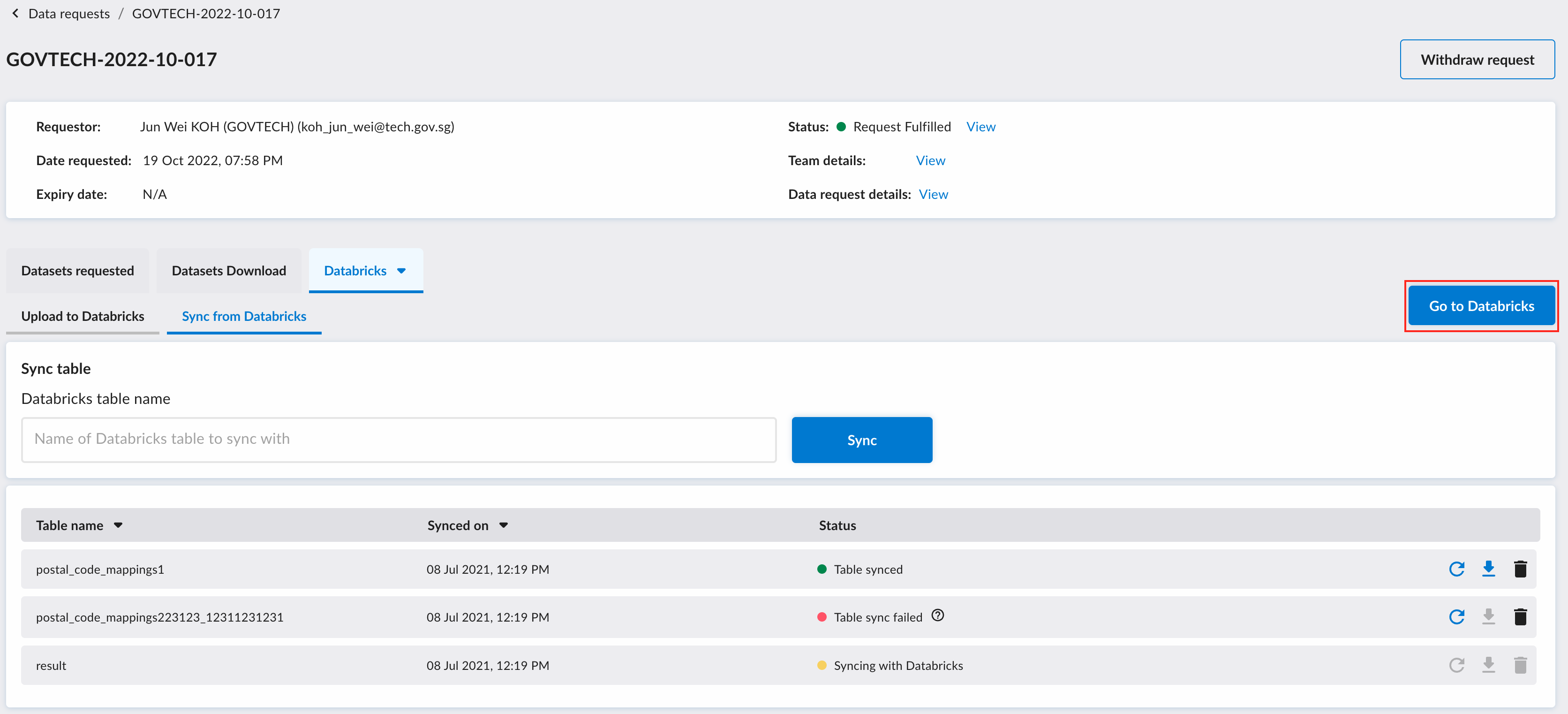 Databricks Pop Up
