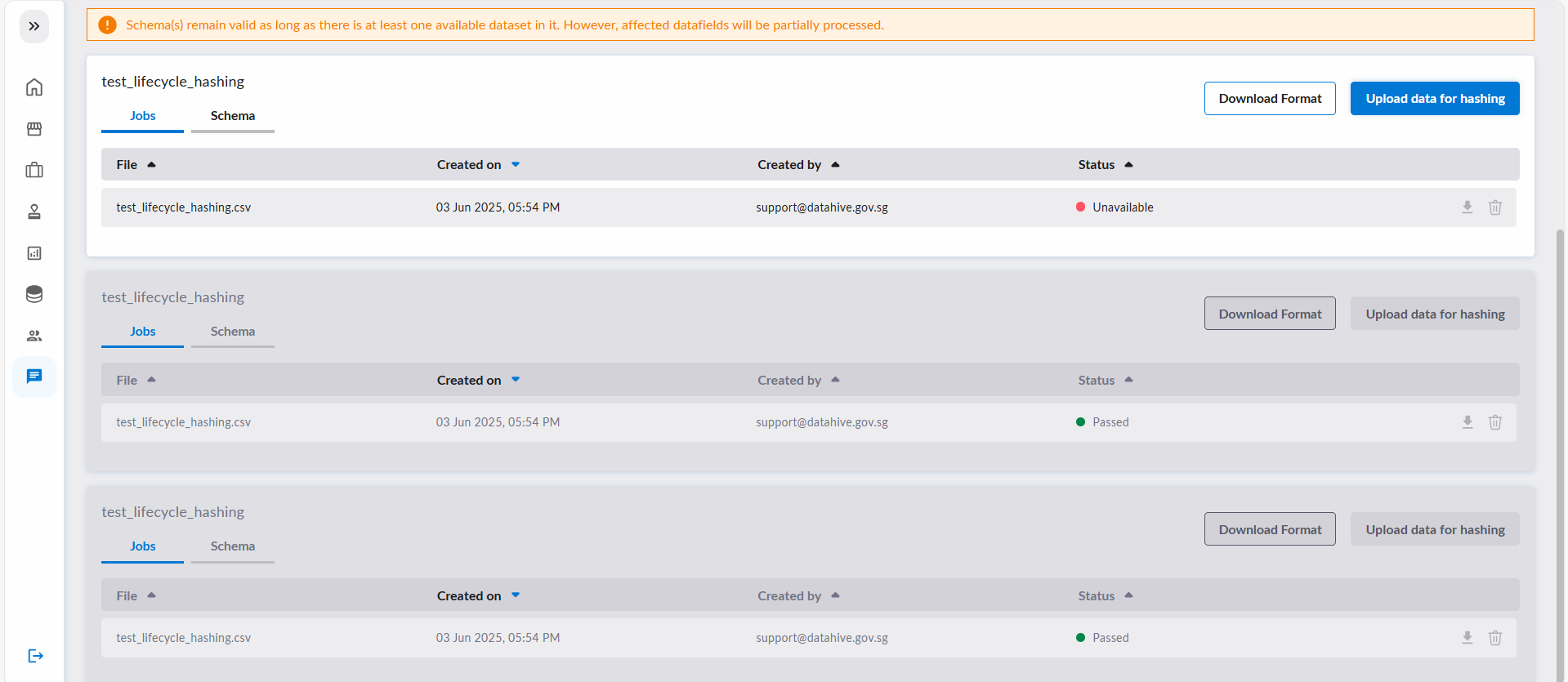 Hashing Jobs Page