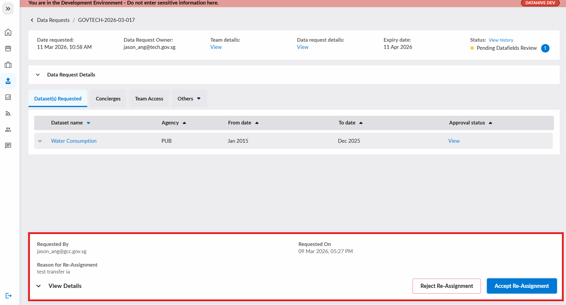 IA Re-assignment Pending