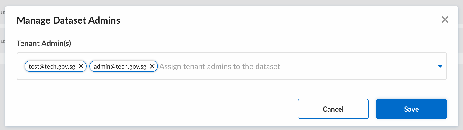 Manage Dataset Admins Form