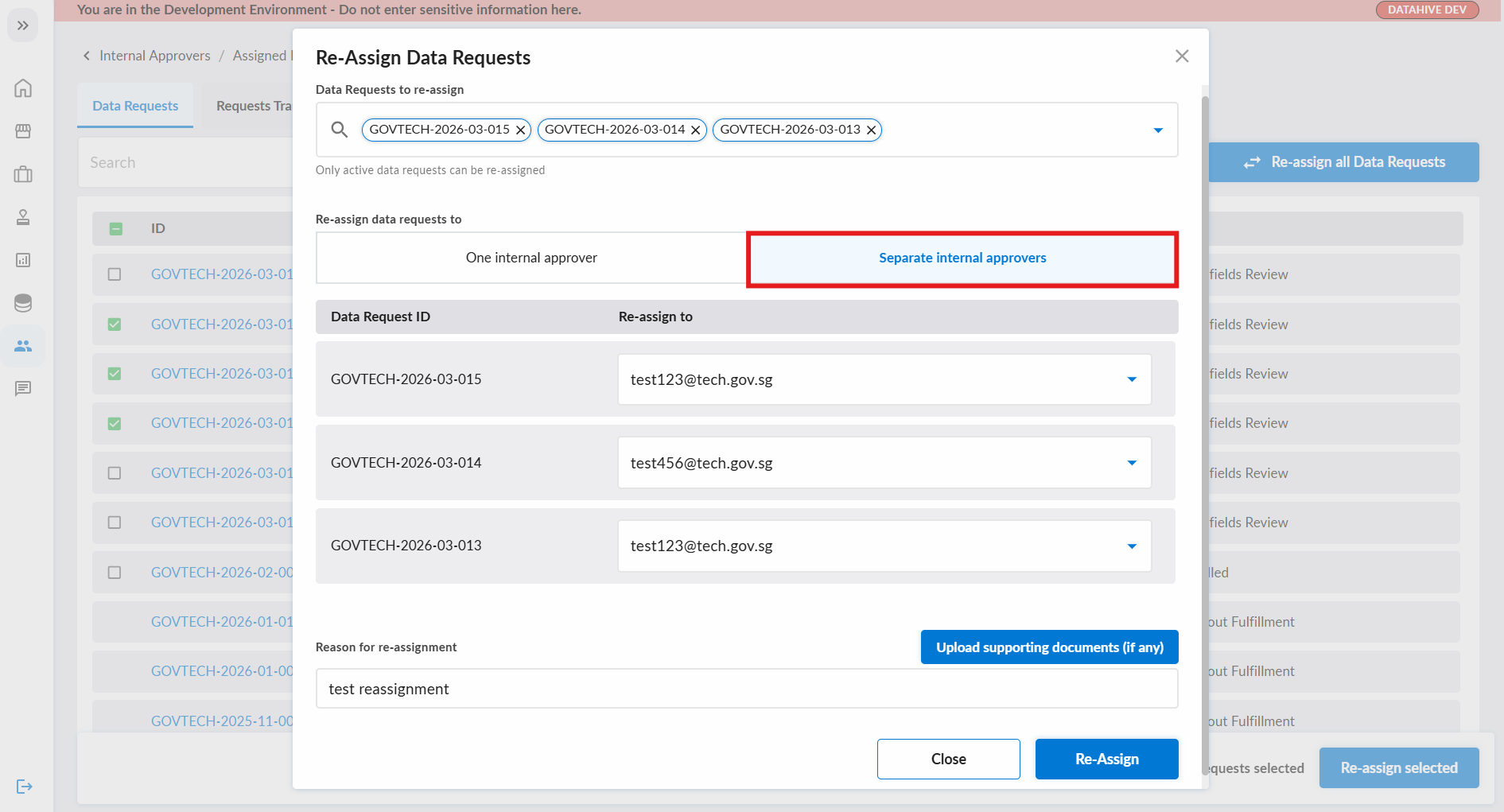 Re-assign to Separate Internal Approvers