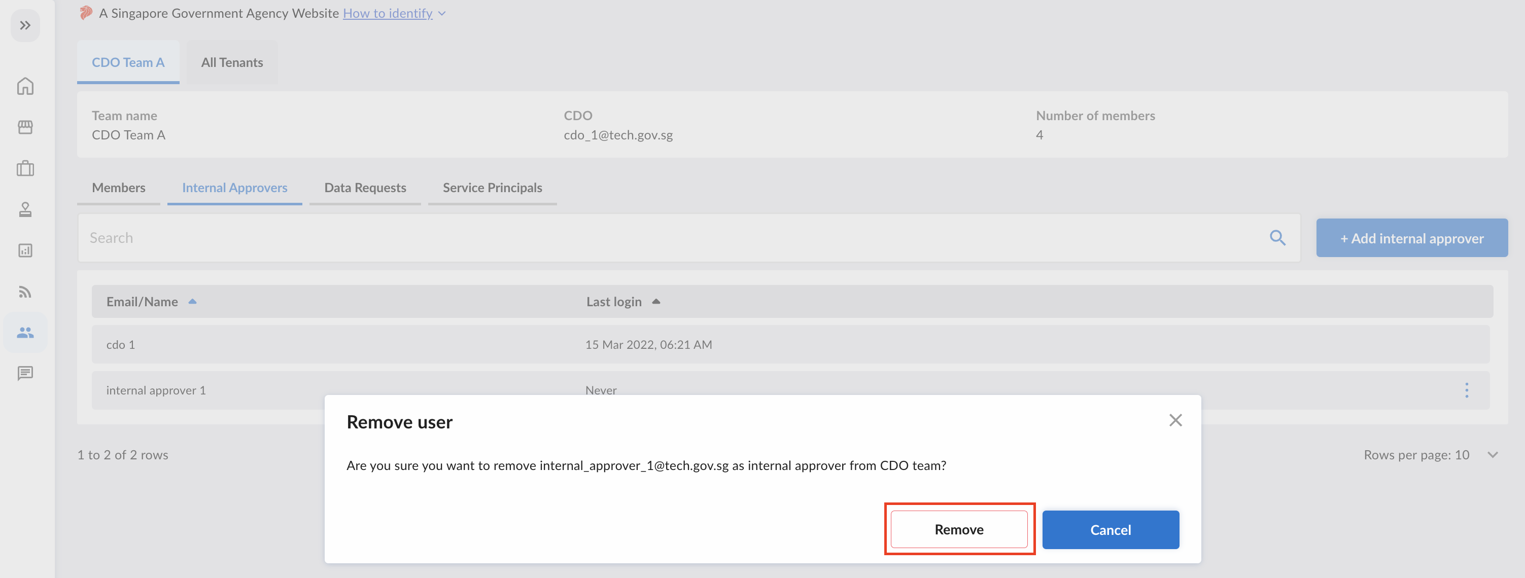 Remove IA Dialog