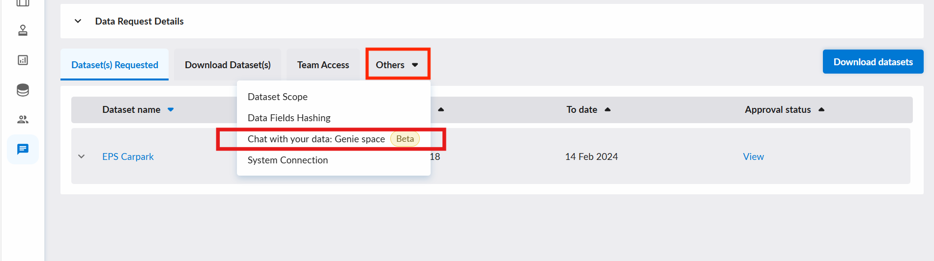 Genie space for fulfilled requests