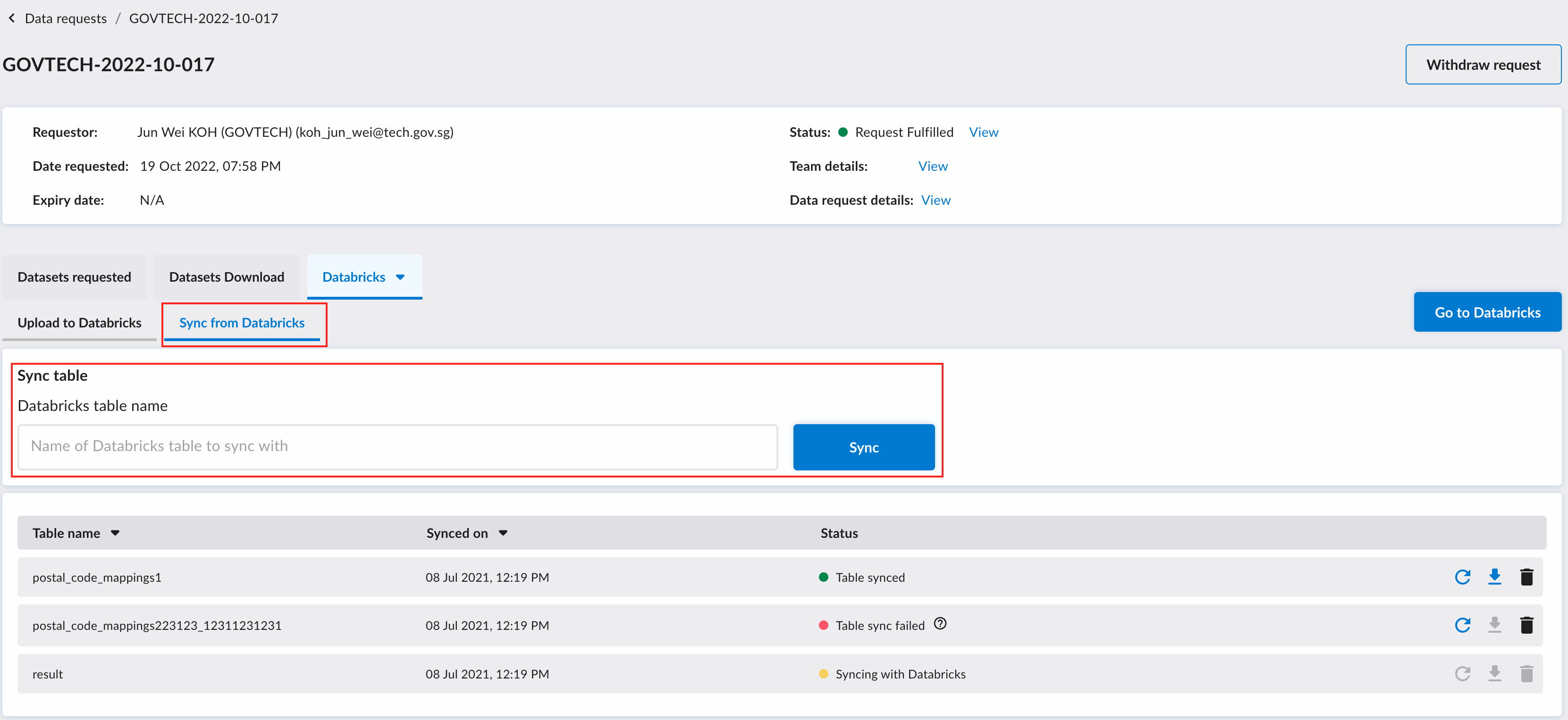 Sync From Databricks