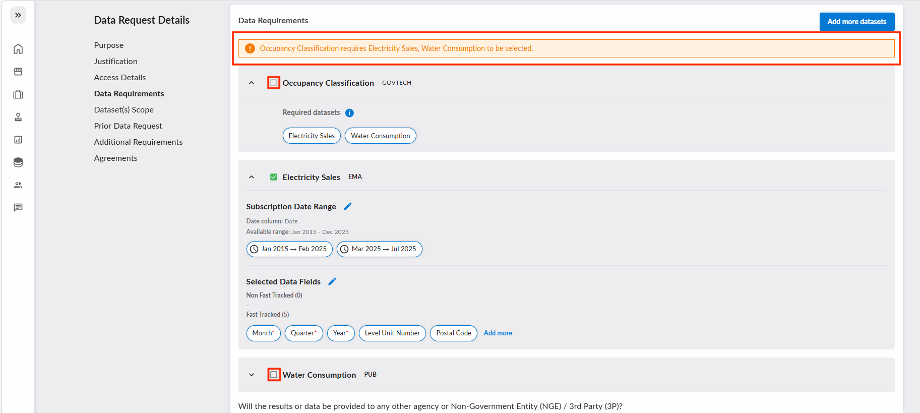 Unchecked Required Dataset