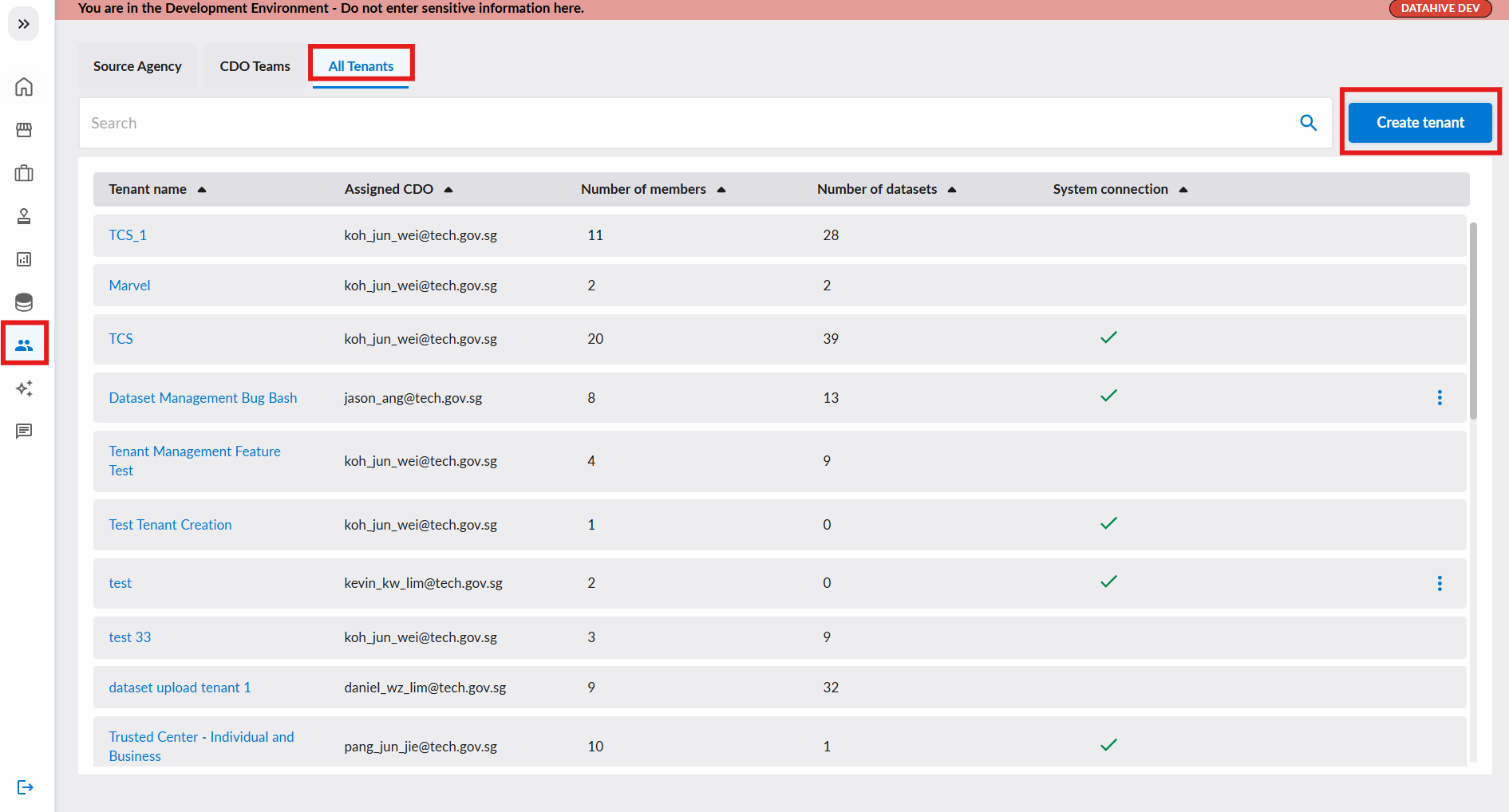 Users Page Onboard Tenant