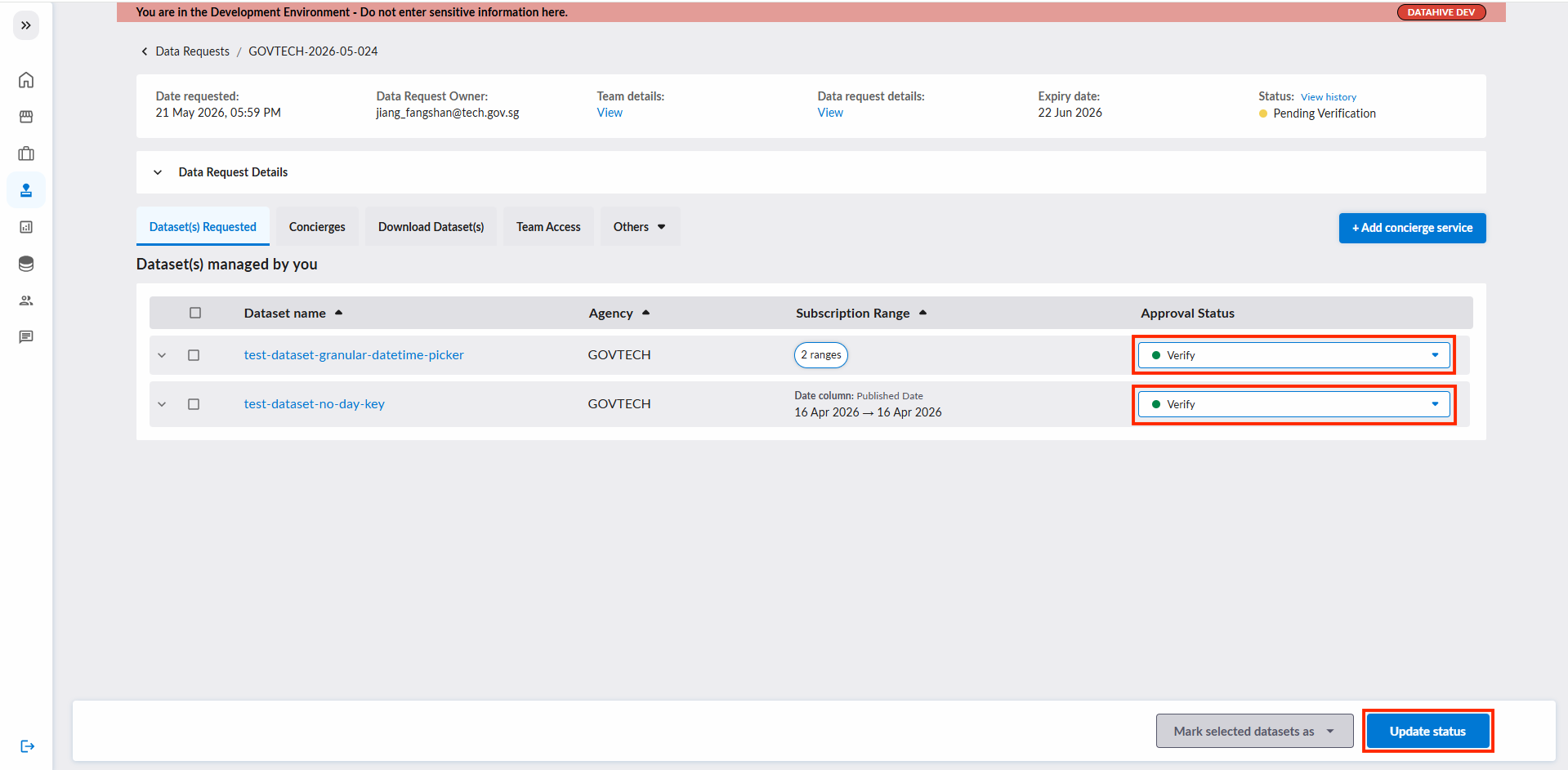 Verify Data Request